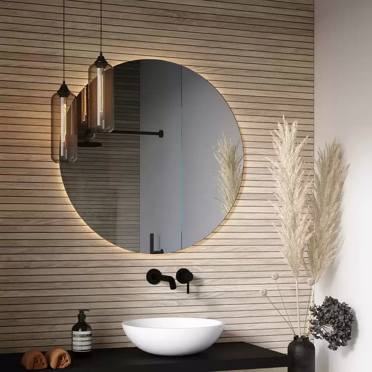 Rahmenloser Bad-Spiegel Nach Maß, Mit Ambient-Beleuchtung, Kreisförmi throughout Badezimmer Spiegel Beleuchtet